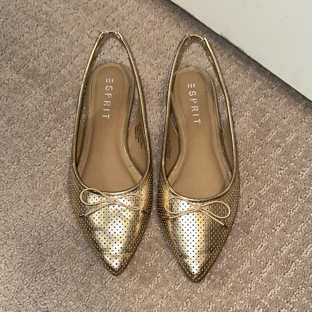 Esprit Metallic Gold Slingback Flats